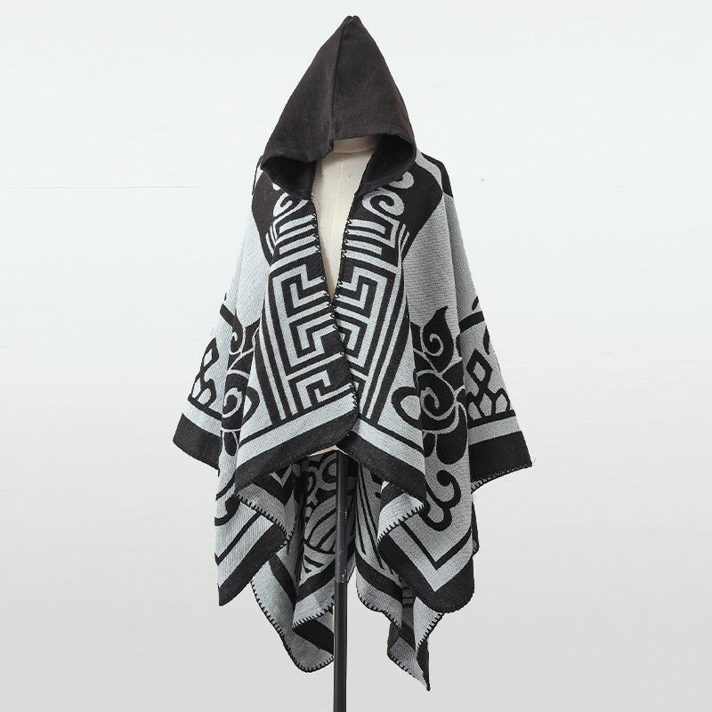Ethnic style retro big cape shawl women s outer hat scarf summer Xinjiang Xizang travel wear cape 150*135