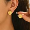 Stainless Steel Courtly Style Earrings Women Metal Round Moon Star Stud Earrings Vintage Tarot Card Style Jewelry Accessories
