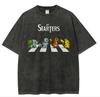 Pokemon Os Iniciais Abbey Road Paródia Camiseta Masculina 2026 Verão Vintage Lavagem Ácida Oversized Camiseta Anime Streetwear