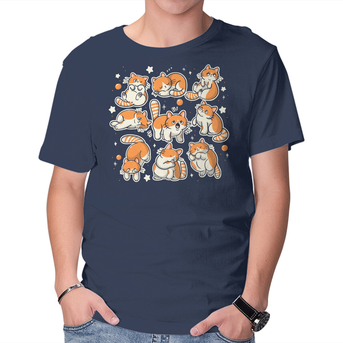Unisex Crew Neck T-Shirt Always Cats Graphic Short Sleeve Casual Tee XS