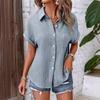 Lichtgewicht, ademend dameshemd met korte mouwen en knoopsluiting, casual zomertop/blouse