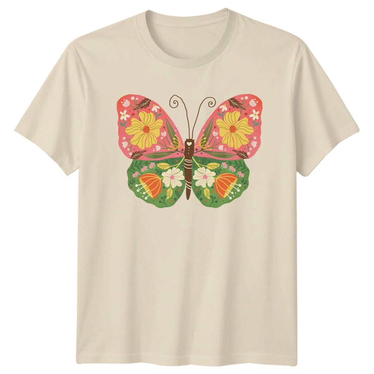 Floral Butterfly Nature Lover T-Shirt -a M