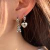 Old Retro Asymmetrical Love Bear Ear Buckle Silver Earrings Women's Cool Handsome Street Hip Hop Personality Earrings