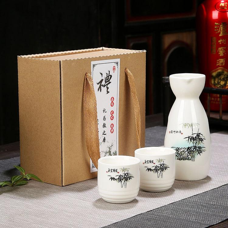 Ceramic Sake Set with Warmer and Gift Box Japanese Style Home Bar Accessories