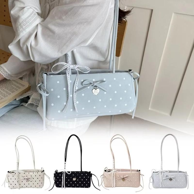 Casual Pillow Bag Polka Dot with Charm Shoulder Bag Large Capacity Long Shoulder Strap Underarm Bag Women Pursesand Handbags
