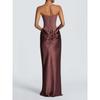 New Solid Color Waist Sexy Tube Top Hip Long Dress Dress Satin Lace-up Streamer Dress