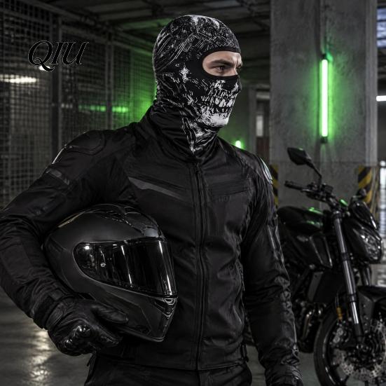 Cold Weather Neck Gaiter Skull Print Face Mask for Motorcycle Riding, Windproof Velvet Ski Balaclava, Cover Outdoor Sports Cycling Thermal