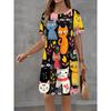Summer Ladies 3D Printed Short Sleeve Dress Fashion Versatile Breathable Trend Casual