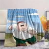 Peter Griffin Printed Flannel Blanket, soft throw for bedroom sofa, washable, fan merchandise, great gift.