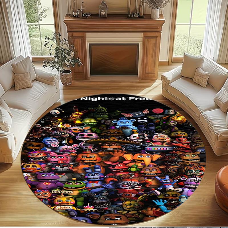 Five Nights at Freddy's Print Round Rug, Washable Floor Carpet, For Entryway Dorm Laundry Room Office Study, Home Decor Birthday Christmas Gift