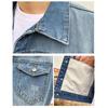 Men Lapel Sleeveless Denim Jacket Ripped Holes Pockets Single Breasted Denim Waistcoat Washed Loose Fit Casual Waistcoat