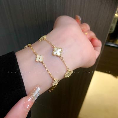 Real Gold Electroplated Korean Zircon Flower Bracelet Niche Temperament Bracelet Personalized Jewelry Women