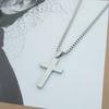 Stylish Cross Pendant Necklaces for Men Boys,Black Stainless Steel Cross Collars,Cool Punk Prayer Jewelry Gifts
