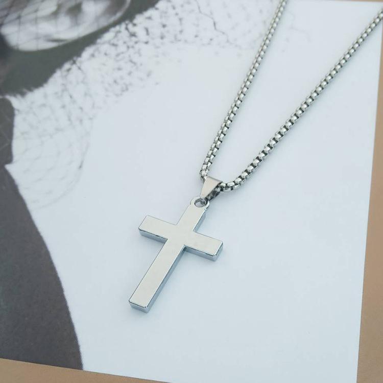 Stylish Cross Pendant Necklaces for Men Boys,Black Stainless Steel Cross Collars,Cool Punk Prayer Jewelry Gifts