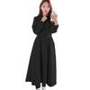 Plus Size Women's Autumn/Winter Plush Hooded Dress with Waist-Cinch, Ankle-Length, Slimming Fit
