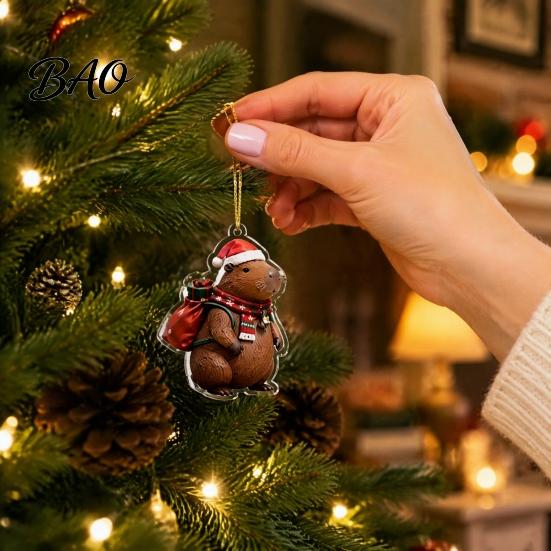 Holiday Countdown Box Advent Calendar with 24 Animal Hanging Decors, Day Decorative Ornaments for Christmas Thanksgiving, Acrylic Ornament Gift