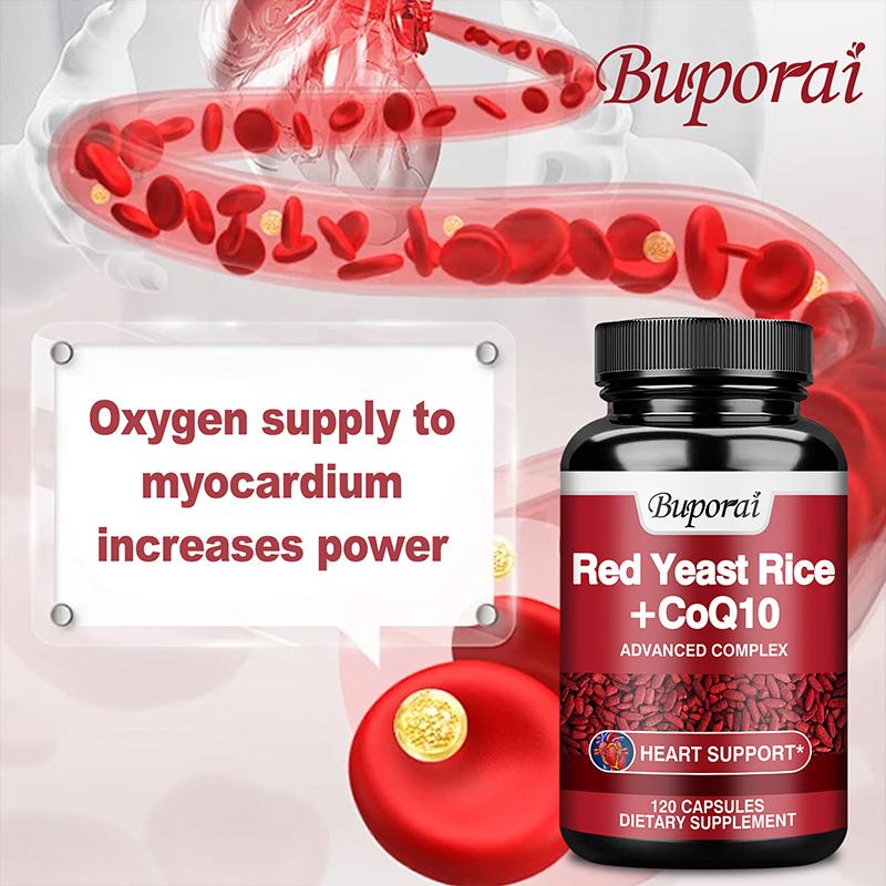 Red Yeast Rice with CoQ10 Supplement - Extra Strength Red Yeast Rice 1200 Mg. CoQ10 100 Mg Capsule Per Serving
