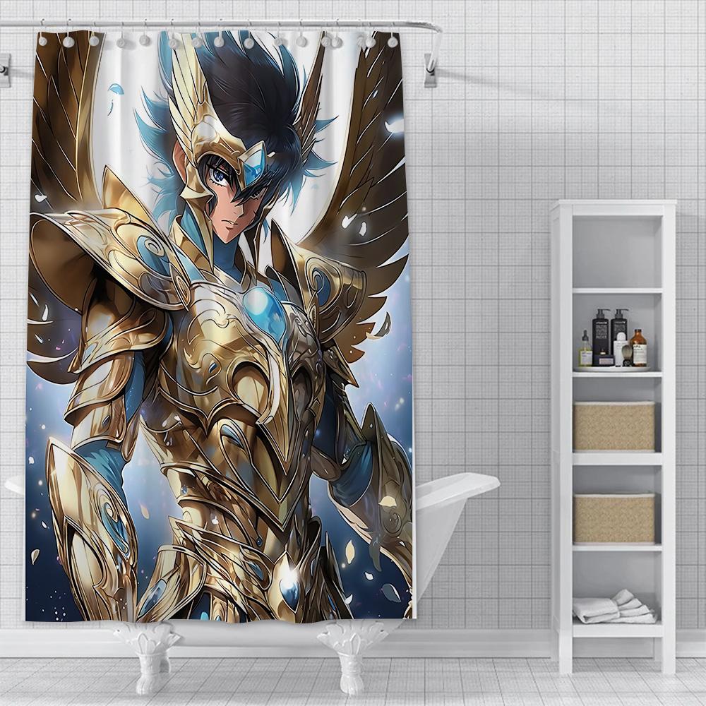 Shower Curtain Waterproof Polyester Fabric Paint Colorful Bath Curtains Saint Seiya Hyoga Shiryus Home Bathroom Decor With Hook