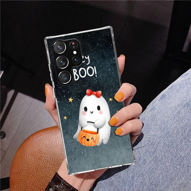 Cute Halloween Ghost Phnoe Case for Samsung Galaxy S26 S25 Edge S23 S24 Ultra S22 Plus S21 S20 FE Unique Cover Soft Coque Galaxy
