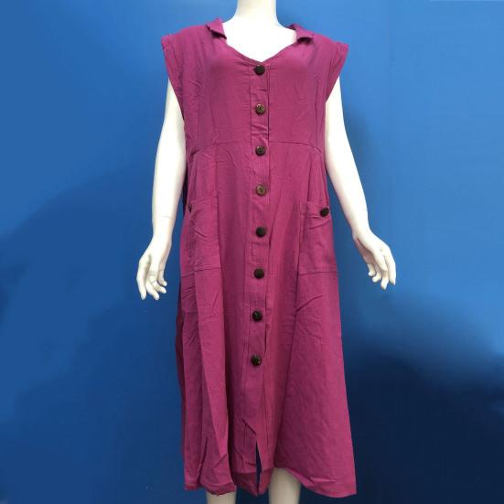 Women V Neck Solid Color Dress High Waist Sleeveless Midi Dress Streetwear