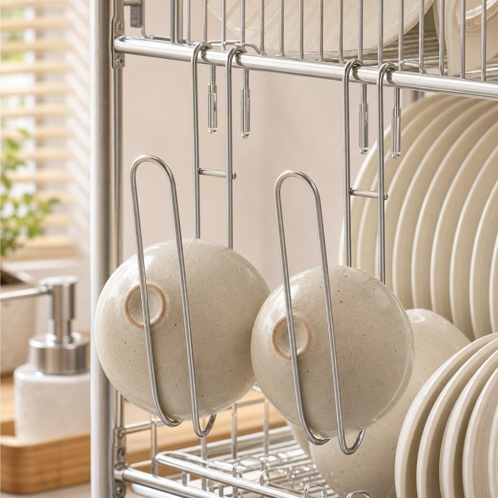 4PCS U Shape Hanging Cup Drying Hook Stainless Steel Space Saving Kitchen Storage Rack Corrosion-resistant Wear-resistant