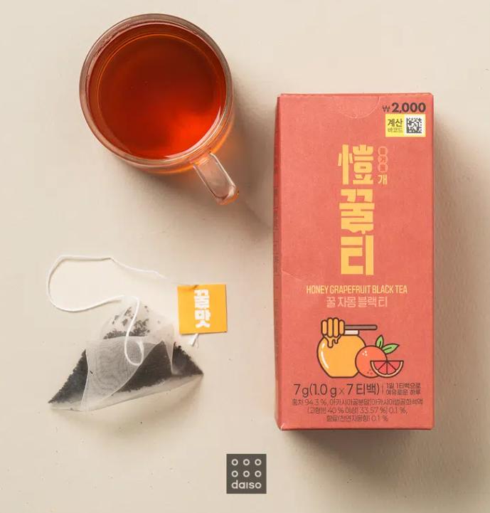 Honey Grapefruit Black Tea 7 Tea Bags Sweet Citrus Korean Tea 1 box