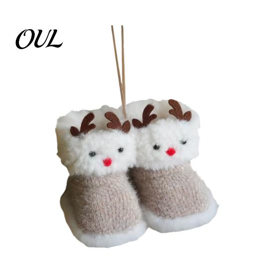 Cute Animal Tree Pendant Soft Plush Christmas Boot Ornament, Decorative Knitted Woolen Xmas Supplies Hanging for Tree, Holiday Party Decor Branch