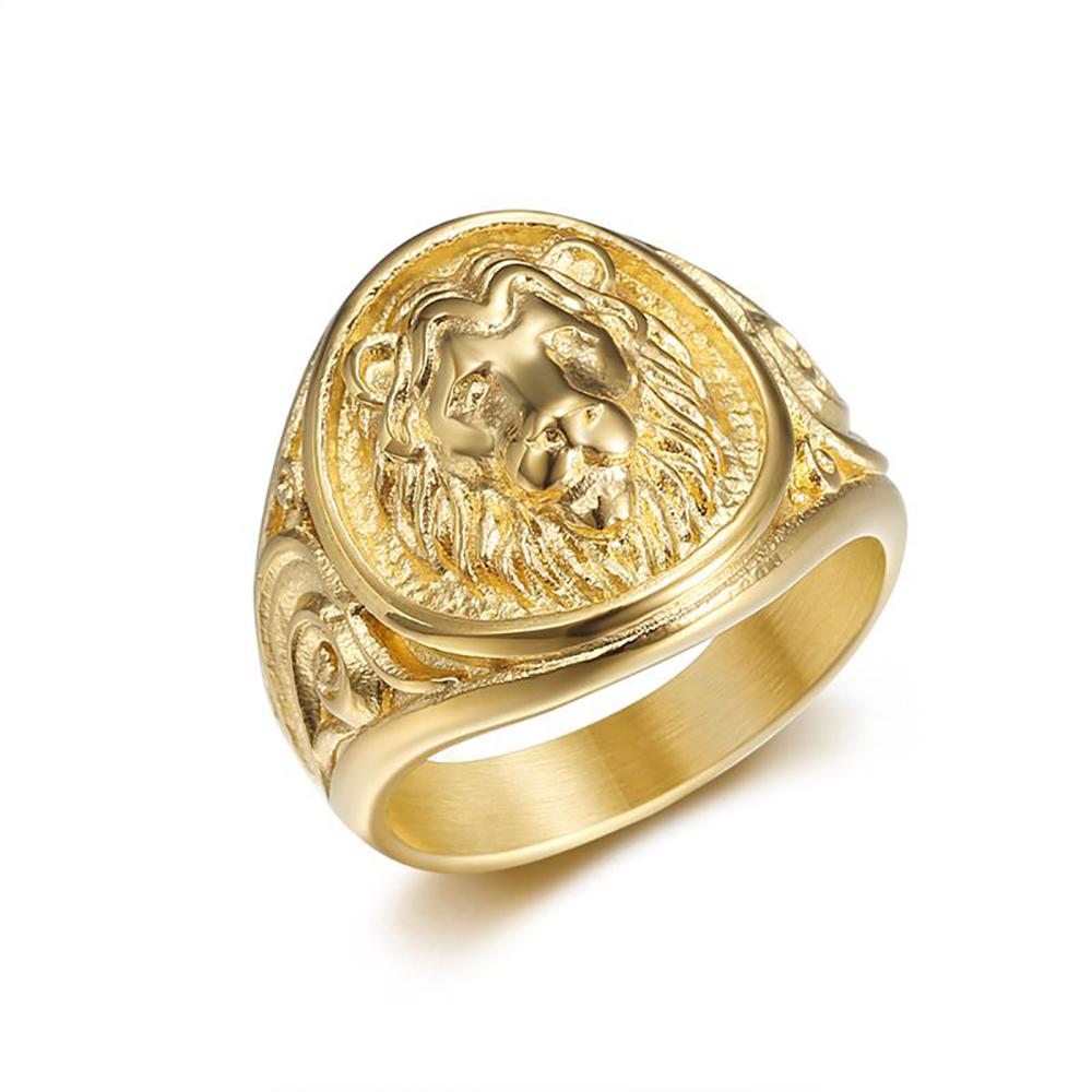 Vintage 316L Stainless Steel Animal Lion Pattern Rings for Men Women Punk Fashion Lion Head Ring Party Jewelry Gift Accessories