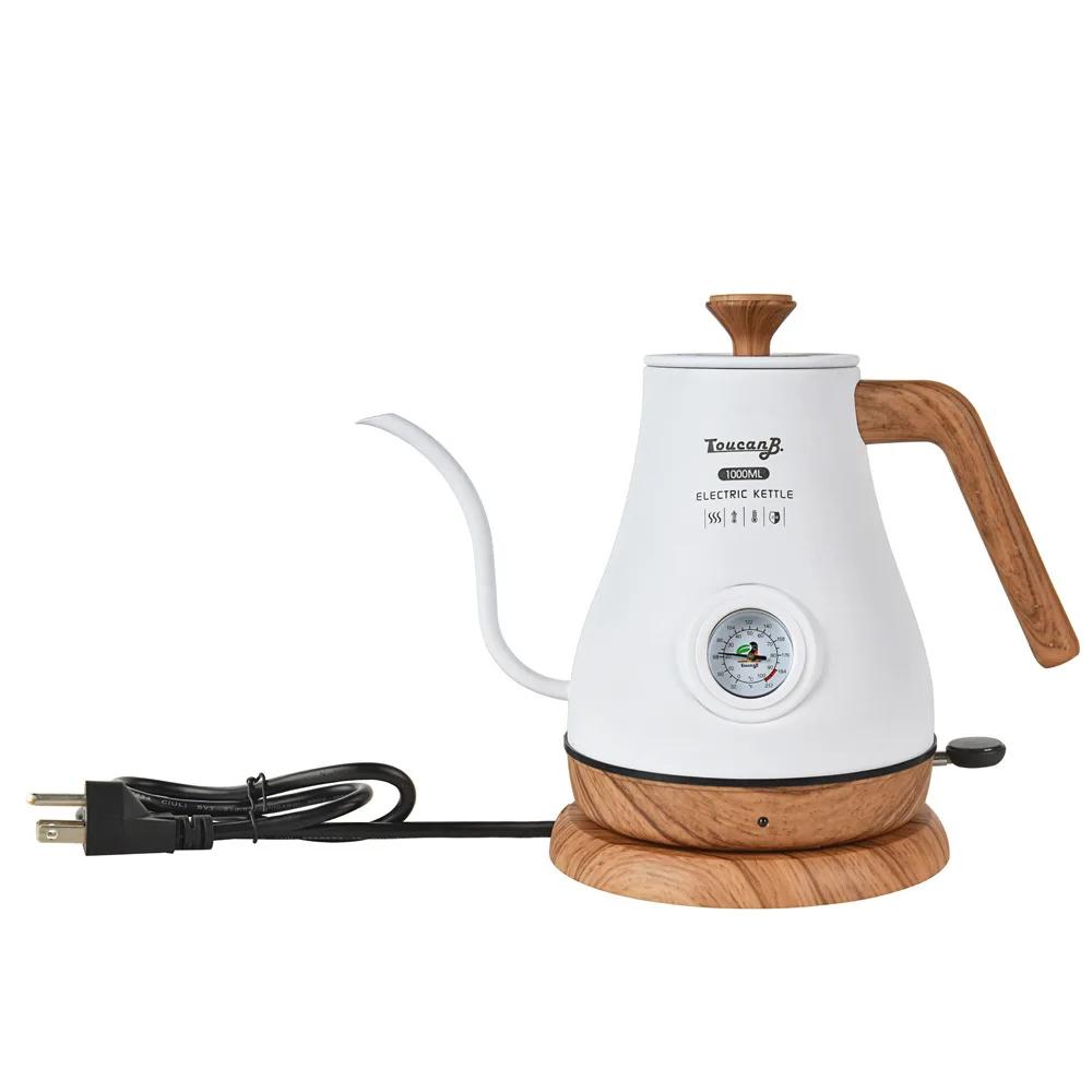 Stainless Steel Electric Hand Brewed Coffee Pot Fine Mouthed Gooseneck Temperature Controlled Coffee Thermos Electric Kettle
