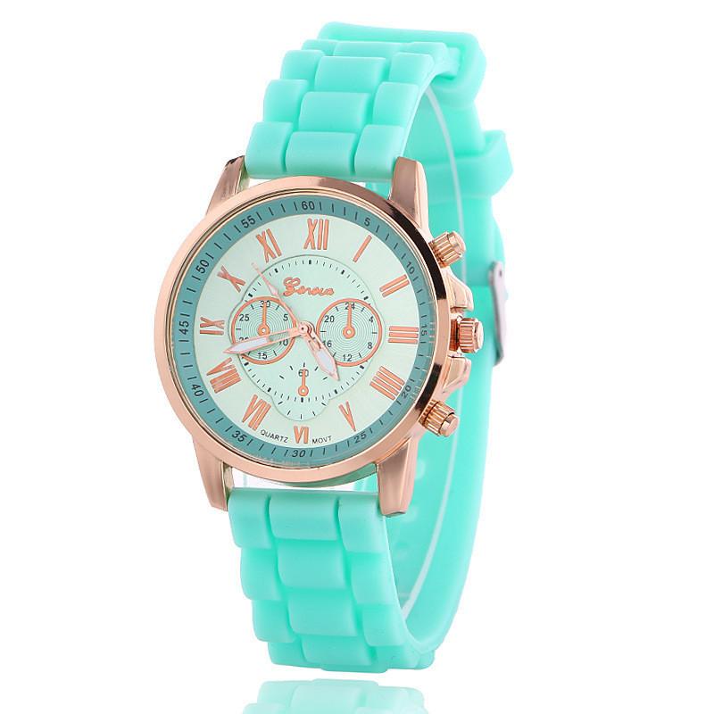 Silicone Case Ladies Quartz Watch With World Time Function For Fashion Students
