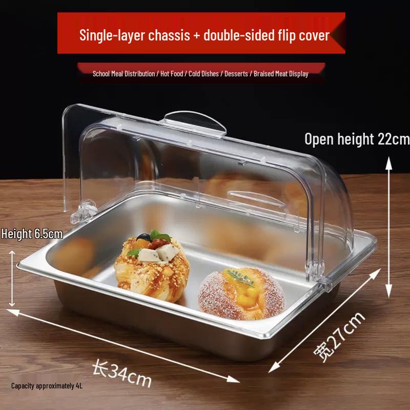 Zhebu Transparent Lid Stainless Steel Divided Food Serving Container