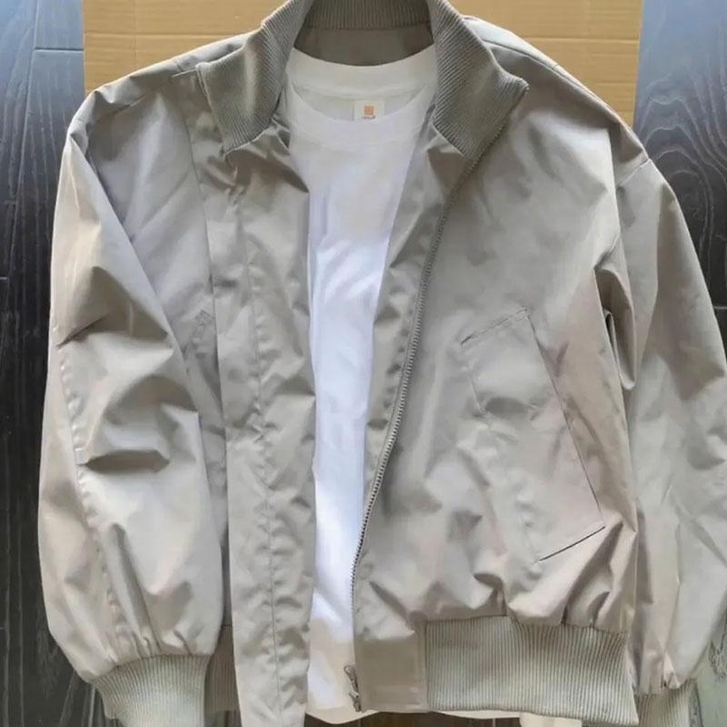 

Vintage Stand Collar Loose Jackets Men s Clothing Long Sleeve Streetwear Autumn New Fashion Zipper Casual Basic Coats L