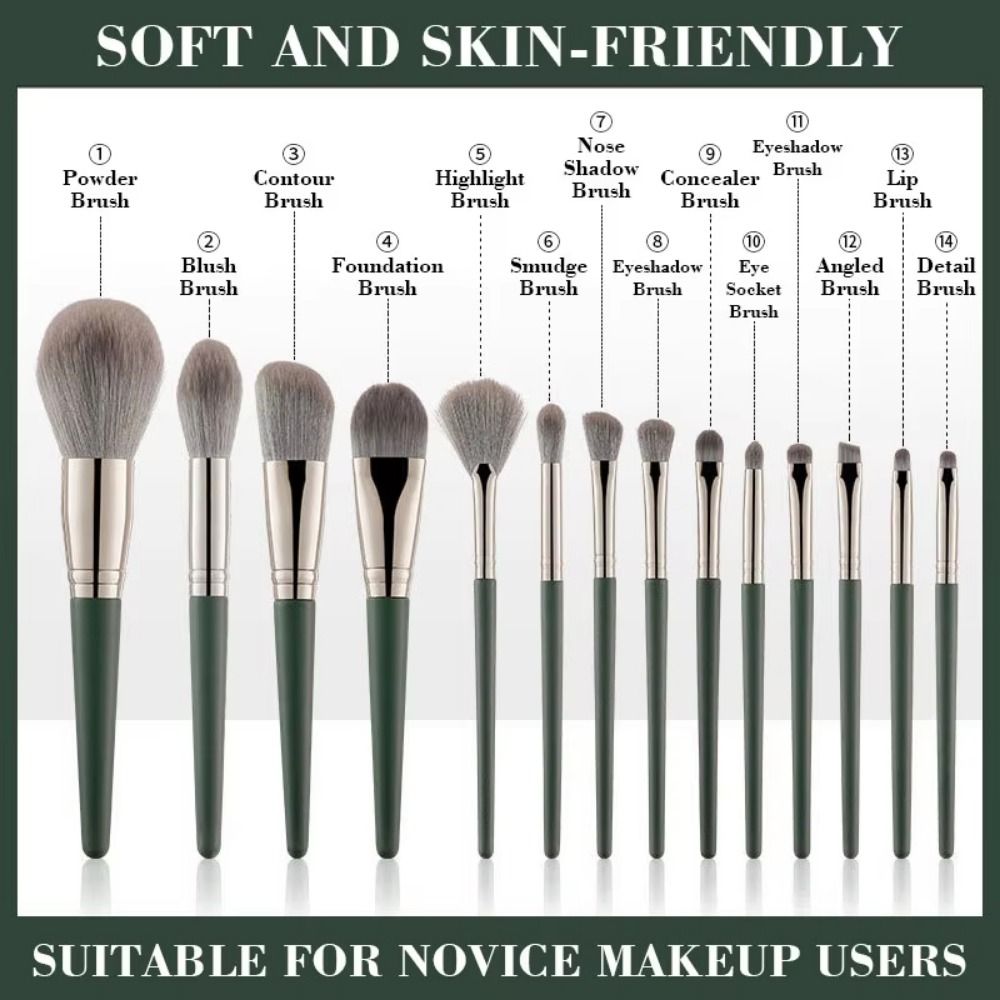 14Pcs Portable Set Makeup Brushes Set Soft Bristle Professional Makeup Tools  Full Face Makeup