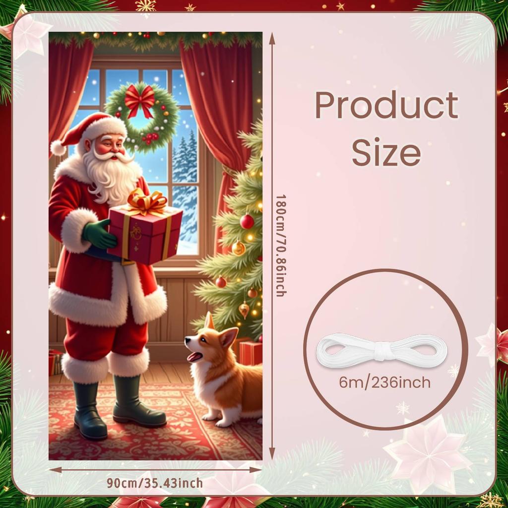 Christmas Decoration Door Banner Santa Claus Gives Gifts Merry Christmas Party Backdrop Xmas New Year Party Photo Background