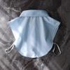 Light Blue Cotton Faux Collar Girls' Versatile Shirt Sweater - Decorative Collar for Casual Workwear