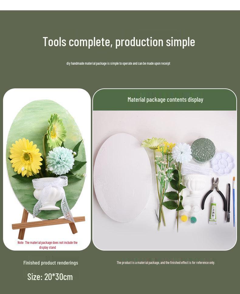 3D French Flower Arrangement DIY Kit: Monet’s Garden Oil Painting with Preserved Flowers & Plaster Ornaments - Ideal for Team Building Activities