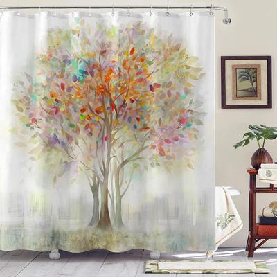 Kolorowy Kwiat Drzewa Zasłona Prysznicowa Materiał Dekoracja Łazienki Z 12 Haczykami 180X 180Cm Zasłona Prysznicowa do Wanny