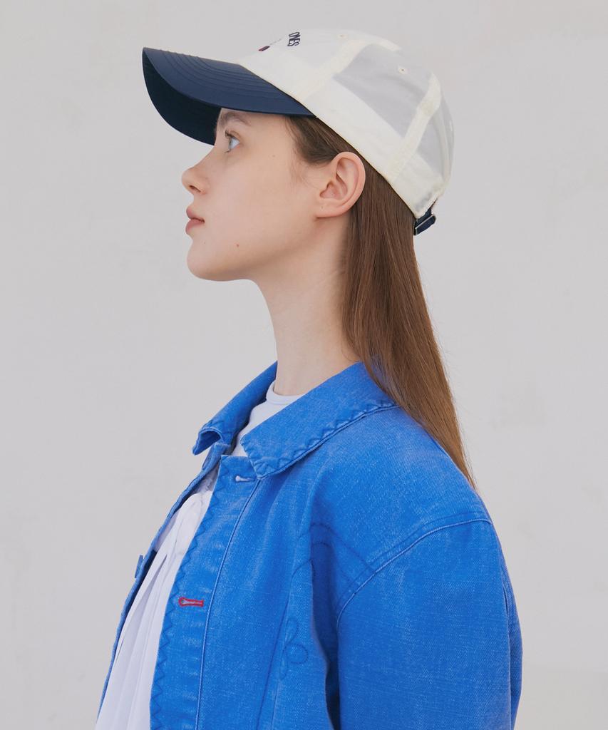 POEV Flower Shirring Ball Cap - White/Navy