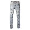 Blugi Negri Subțiri pentru Bărbați din Denim Elasticizați Spălați cu Apă Detalii Uzate Manșetă Mică Stil Casual Adolescenți Adulți