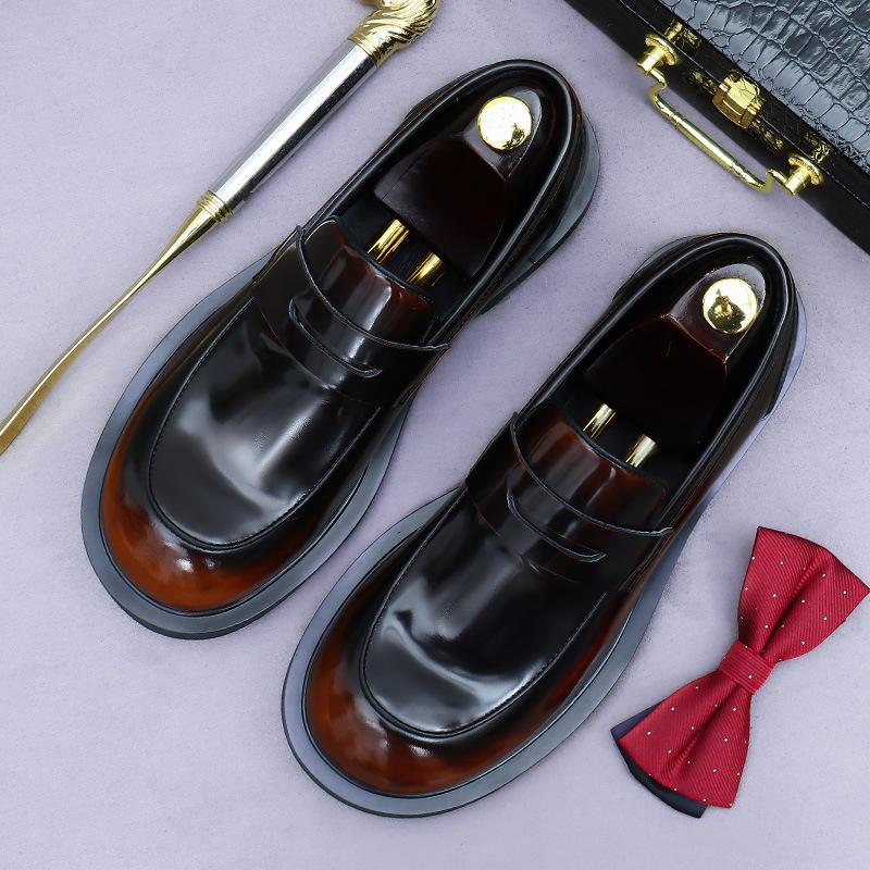Big Head Leather Shoes Men's Business Dress Cowhide Leather Foot Cover Casual Lacquer British