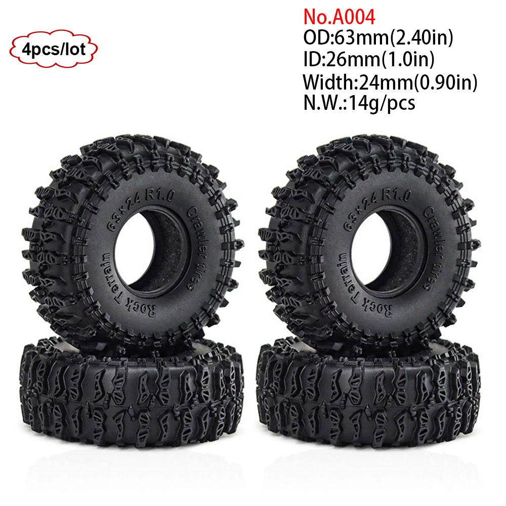 4PCS 1.0inch 57-67mm RC Crawler Tires Wheel Rim for 1/18 RC Rock Crawler Axial SCX24 Bronco AX24 TRX4M Defender FMS FCX18 FCX24