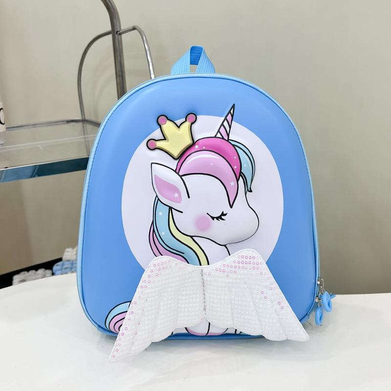 

2024 new backpack cartoon unicorn backpack men s hard shell small schoolbag синий