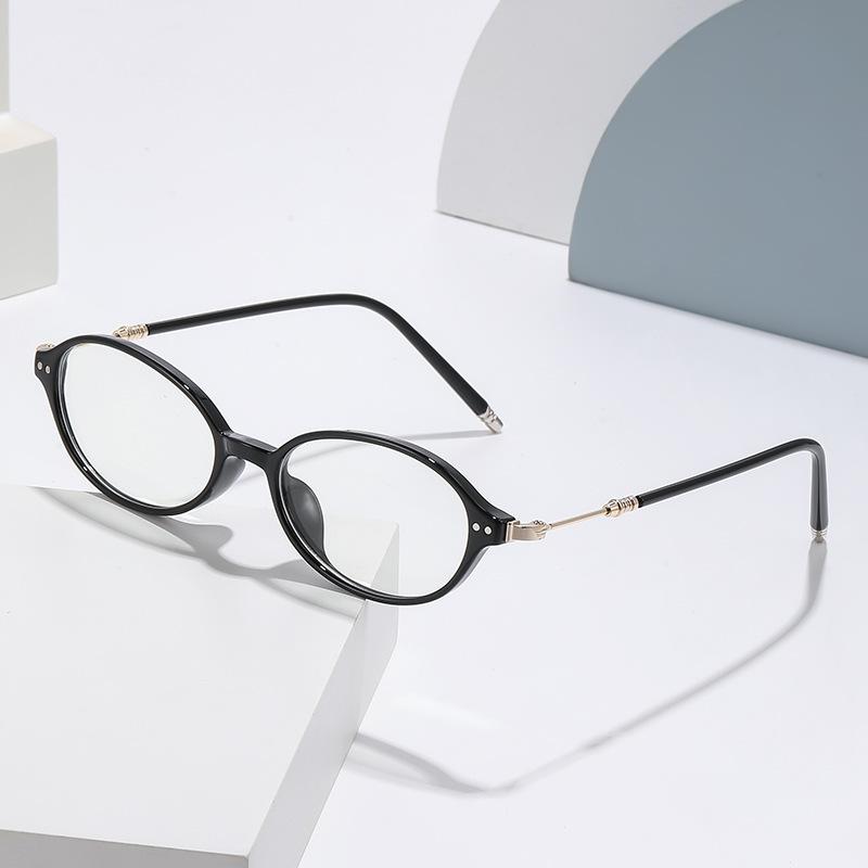 Korean Style Small Oval Frame Reading Glasses Women Artistic Temperament Anti Blue Light Presbyopia Eyeglasses with Diopter+4.0