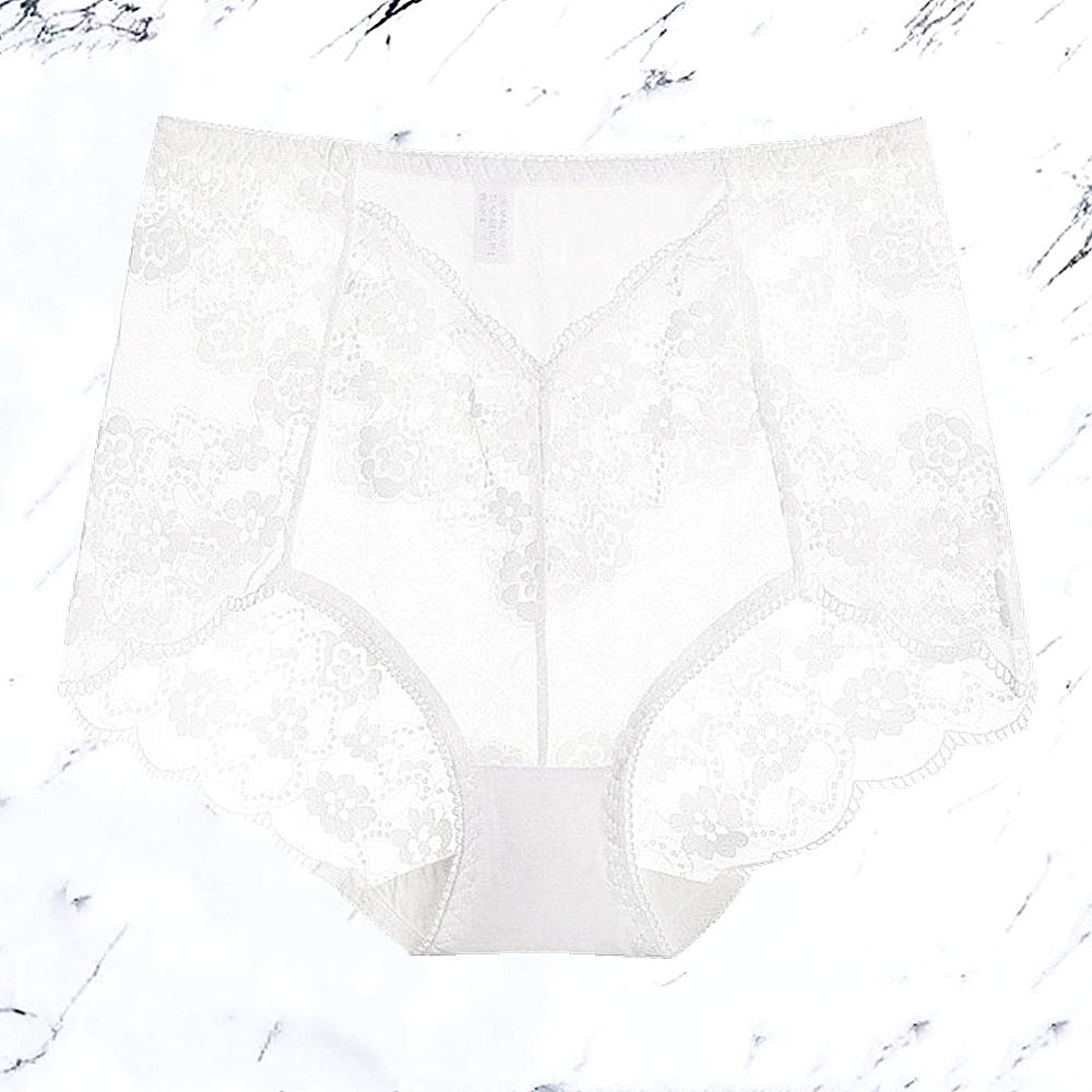 Plus Size M-3XL Big Women Floral Transparent Lace Panties Sexy High Waist Underwear Hollow Out Solid Color Perspective Lingerie