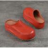 Johnature Genuine Leather Height-increasing Sandals Versatile Thick Soled Round Toe Women's Outdoor Slippers