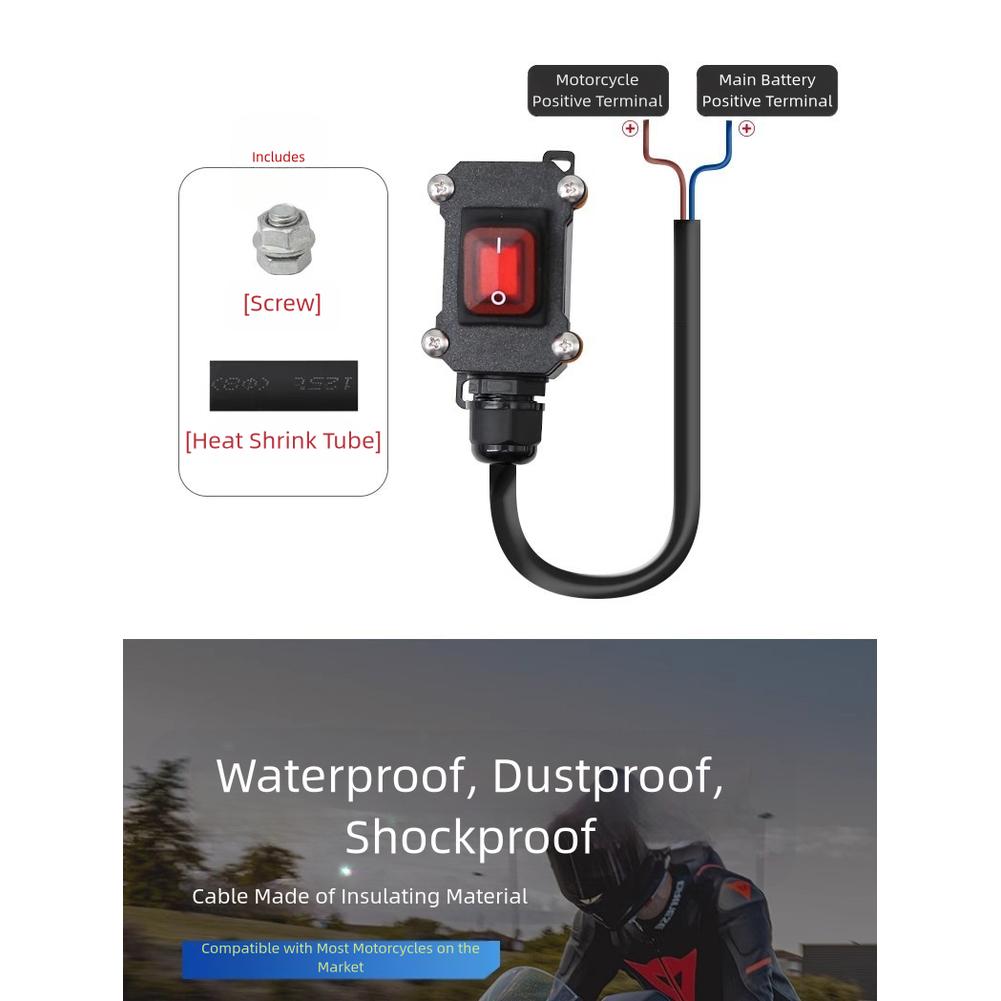1pc 30/50/100cm Motorcycle Power Switch Battery Disconnect Switch12V/24V Waterproof Power Cut Off Heavy Duty Kill Switch