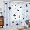 2 pieces HD digital Blue pentagram  printed window screen home decor style decoration living room window screening