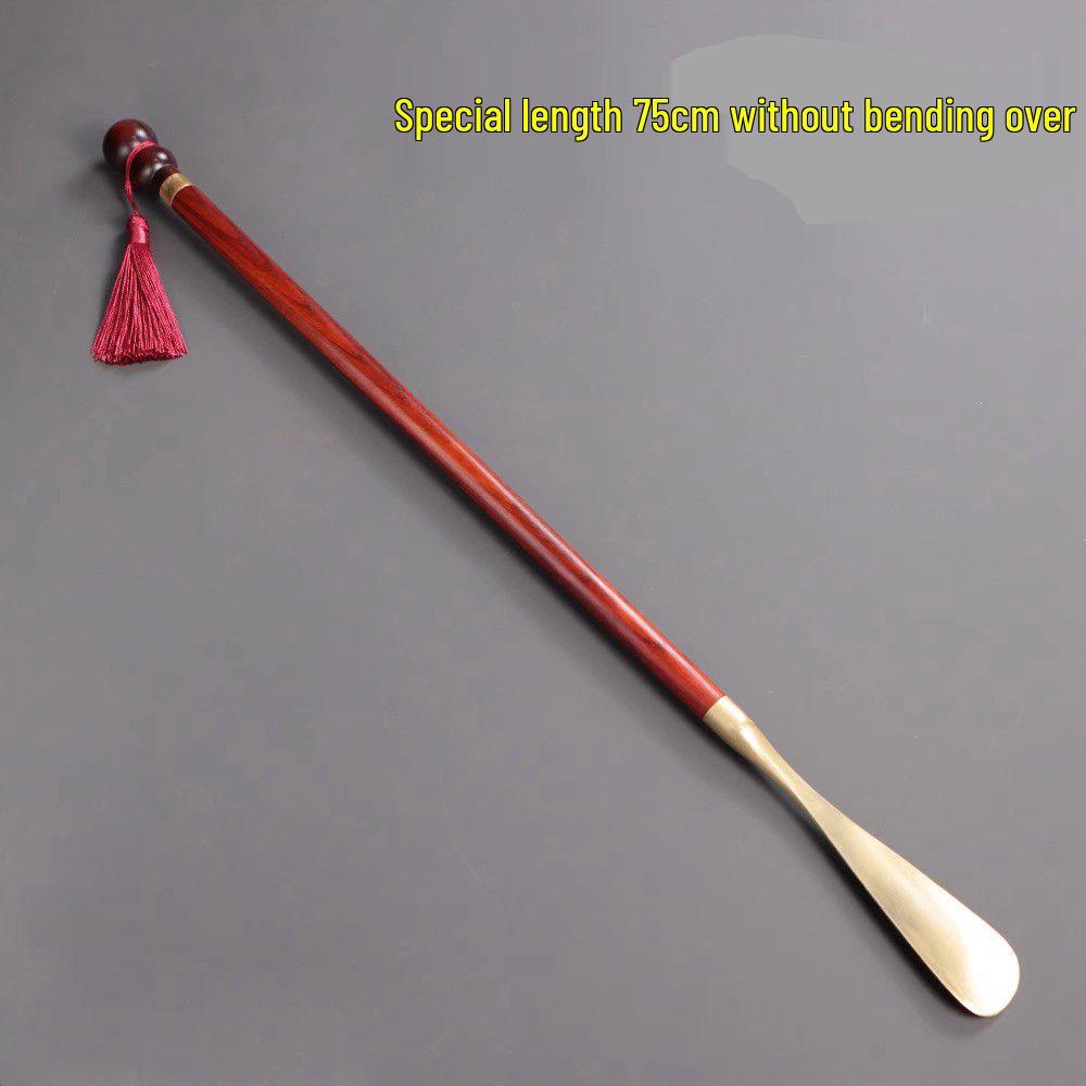 Extra Long Solid Wood Shoehorn with Copper Handle – Sandalwood & Rosewood, Ideal for Elderly Use