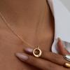 Yori Simple Versatile Stainless Steel Necklace With Interlocking Circles for Women Holiday Fashion Accessories Jewelry Waterproo