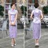 Traditional Chinese Women Long Cheongsam Bridesmaid Short Sleeve Evening Dress